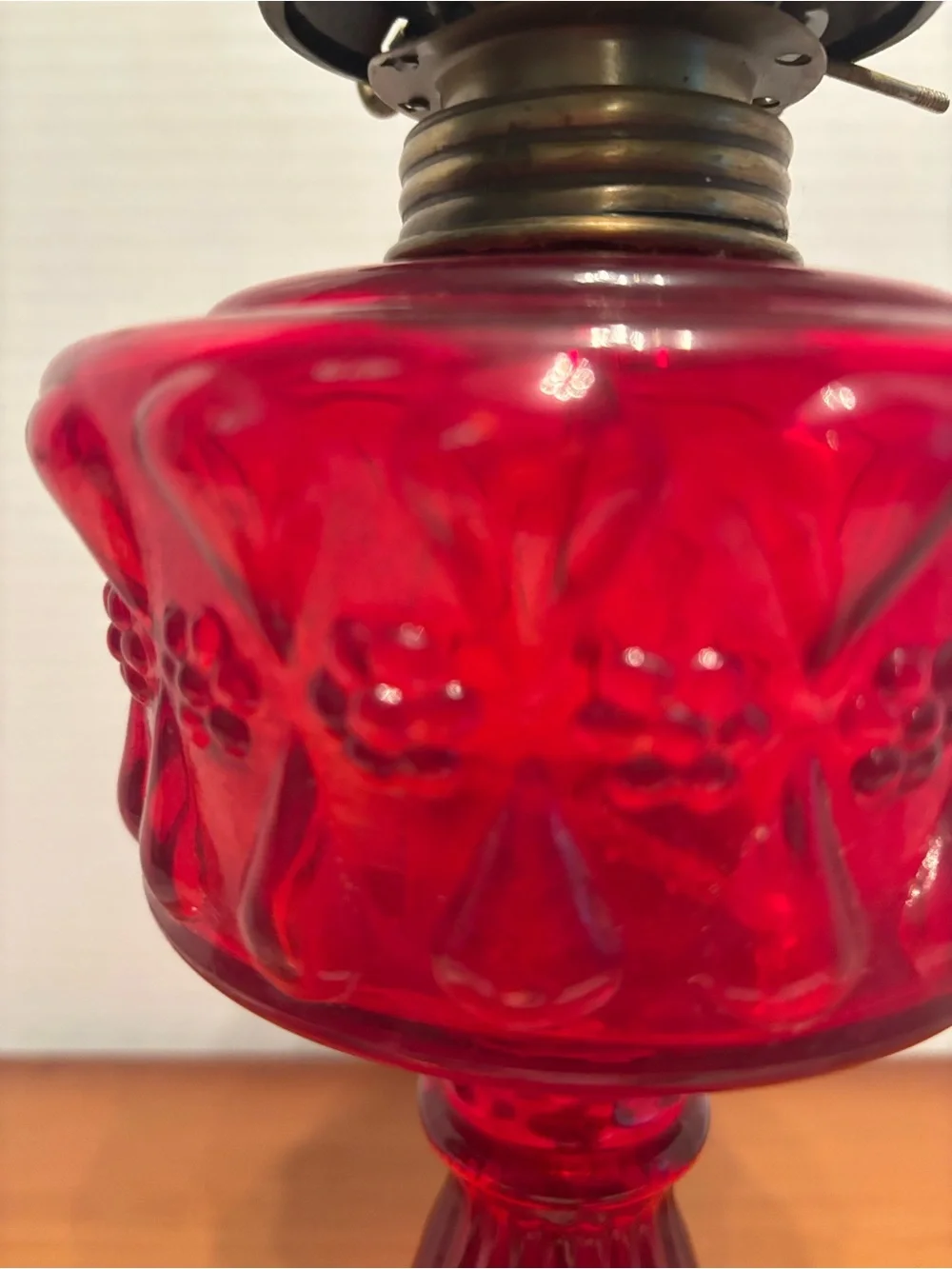 Vintage Ruby Red Glass Table Lamp - electric Elegant Ruby Accent